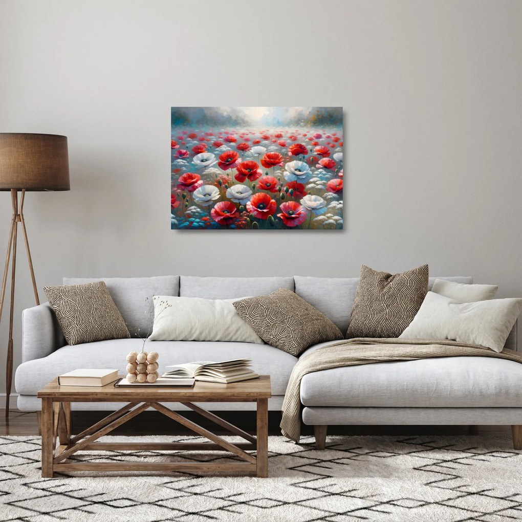 Üveg kép - Pipacsmező (70x50 cm)