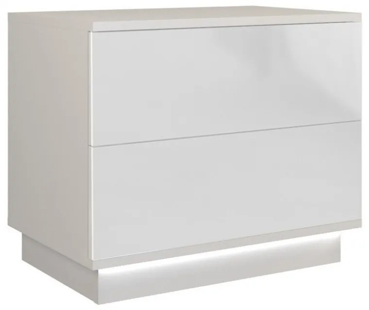 Thirassia S2 éjjeliszekrény, fényes fehér
