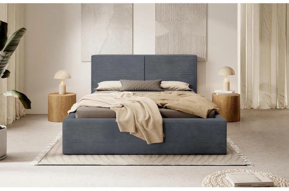 Franciaágy 140 cm Fatime (ágyráccsal) (tárolóhellyel) (szürke + fekete) . 1099181