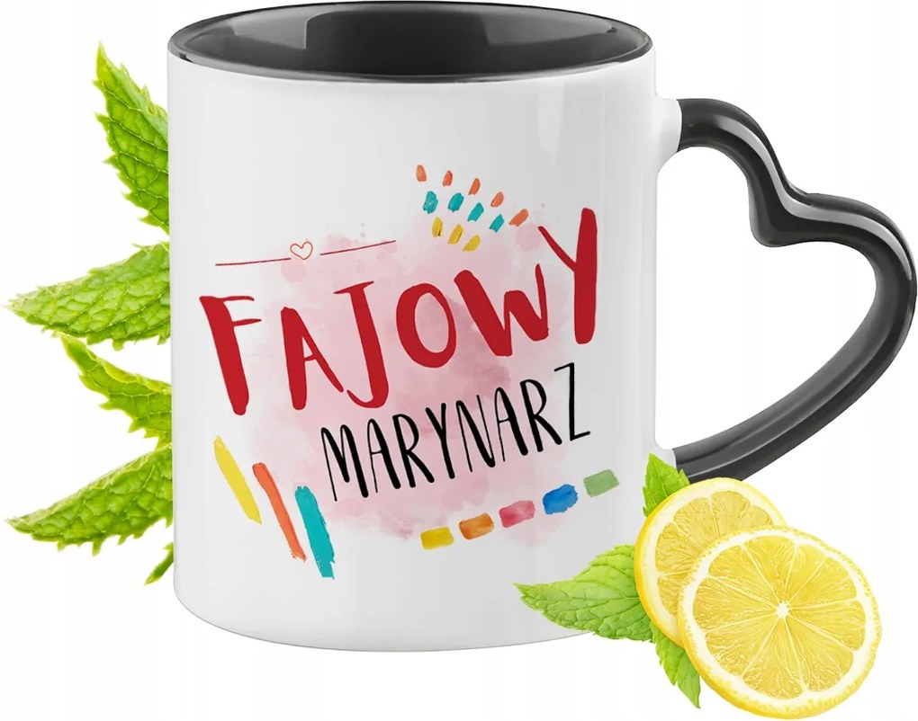 Tengerésznek Fekete Bögre Szív Alakú Füllel Ajándék