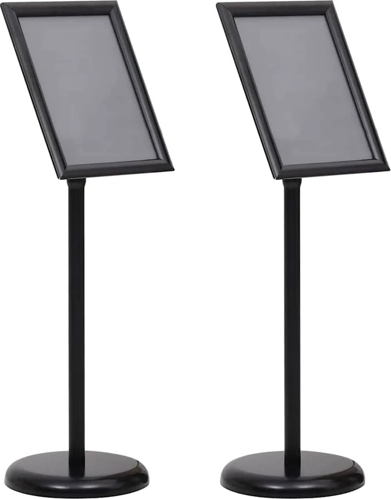 vidaXL Poszter Állványok 2 pcs Fekete 32,7 x 24 x 108 cm Alumínium