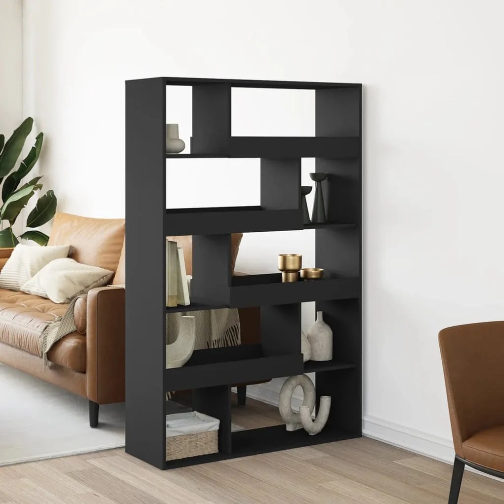 fekete szerelt fa könyvespolc 100 x 33 x 156,5 cm