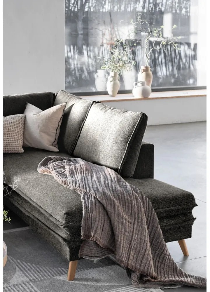 Sötétszürke kinyitható sarokkanapé (jobb oldali) Charming Charlie – Miuform