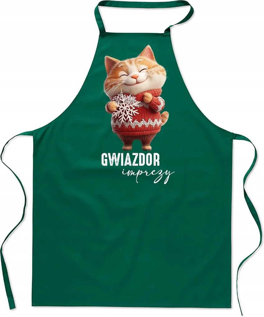 Női Konyhai Kötény férfi karácsonyi pamut nyomott mintás zöld