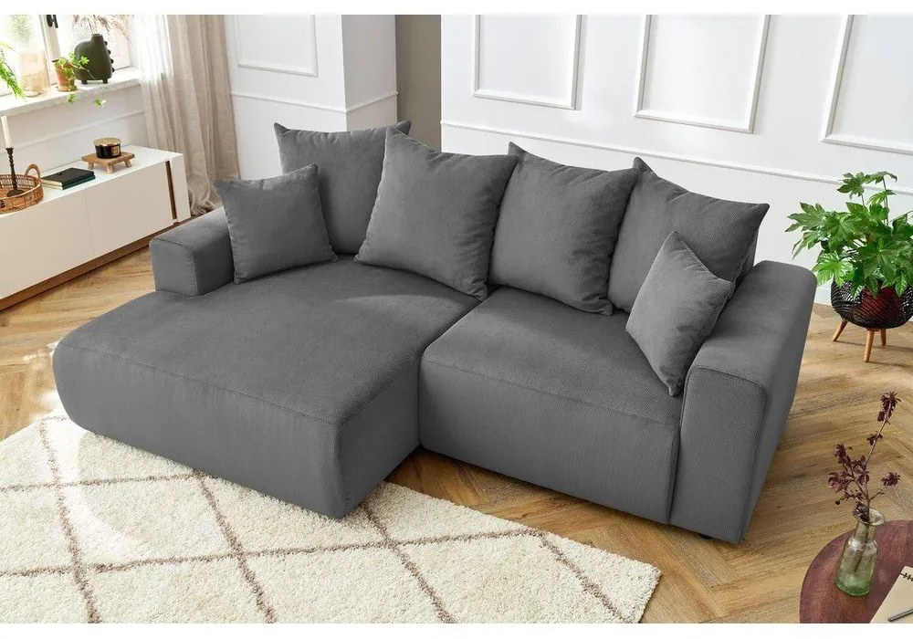 Szürke bársony sarokkanapé Enjoy – Bobochic Paris