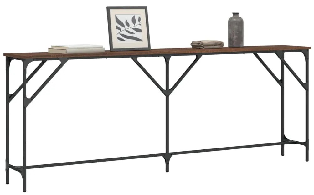 barna tölgyszínű szerelt fa tálalóasztal 200x29x75 cm