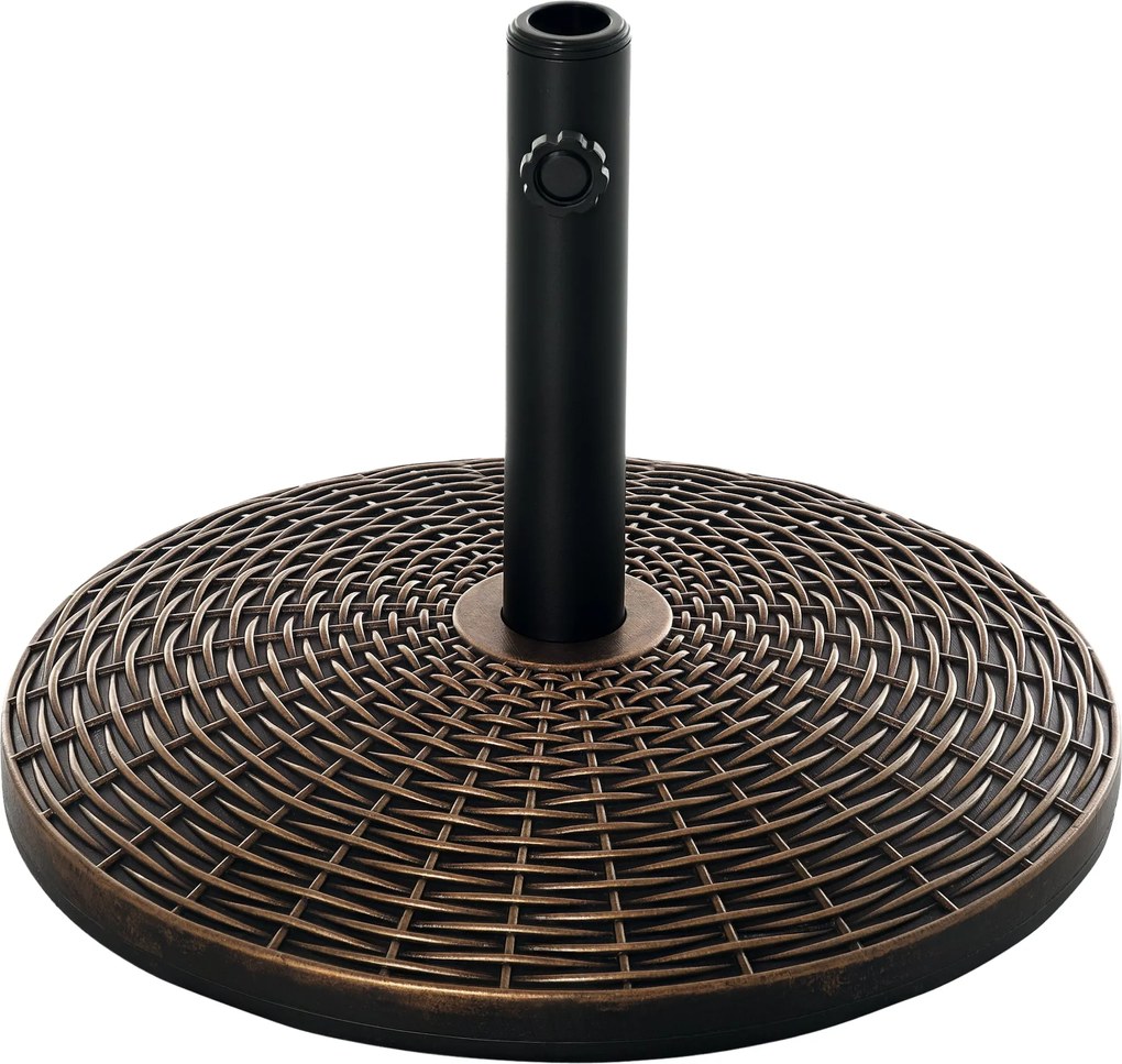 Outsunny Napernyő Állvány, 25 kg Rattan Hatású Kosár, Ø35/Ø38/Ø48 mm Műanyag + Cement Antik Bronz Ø53 x 40 cm | Aosom
