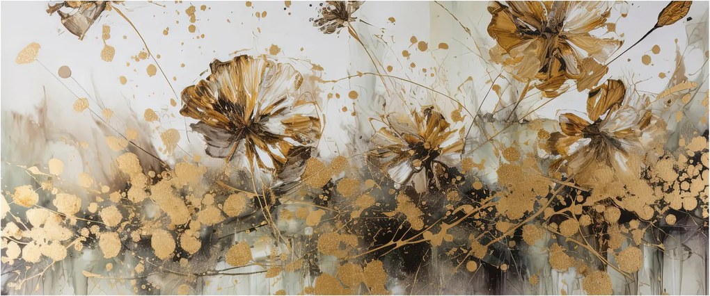 Kép - Absztrakt virágos festmény (120x50 cm)