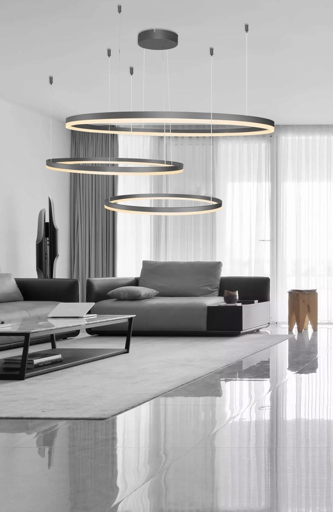 Divatos Halo függőlámpa, három rózsa fekete világító kerekek, nappaliba és előszobába