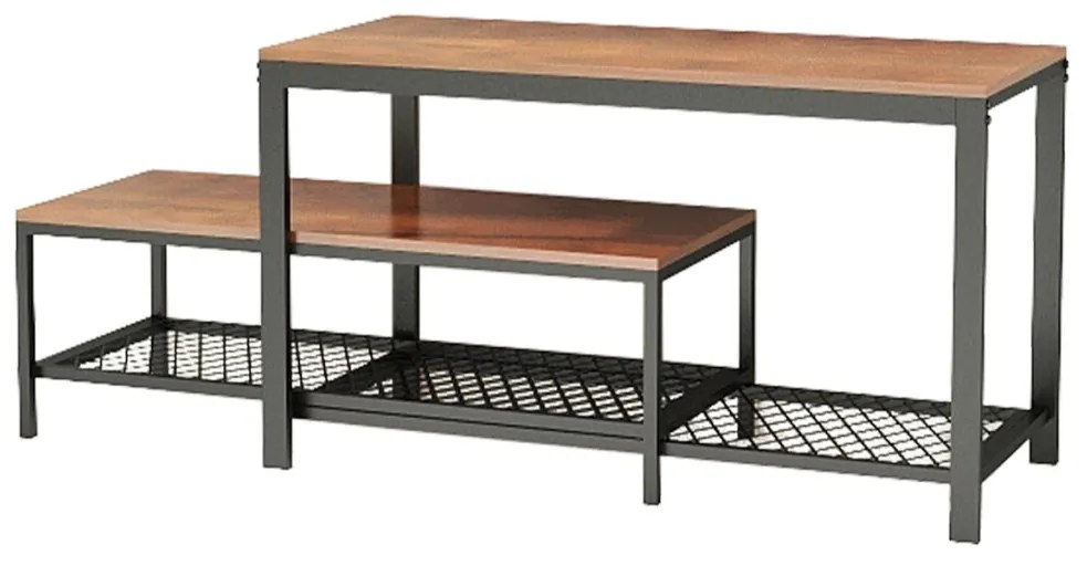 Suport pantofi cu 2 rafturi de culoare Old Oak cu blat din MDF.