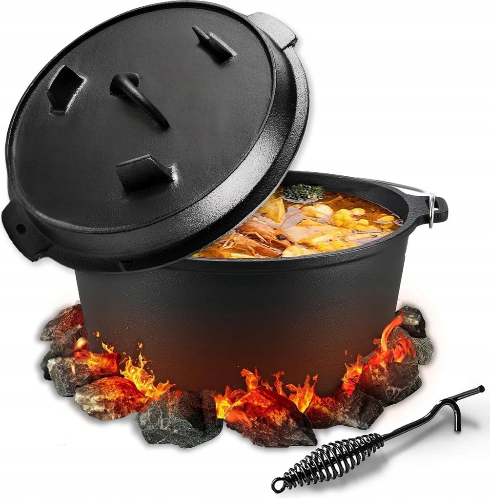 Öntöttvas bogrács Vadász fazék Tűzrakó Grill 3az1ben Serpenyő