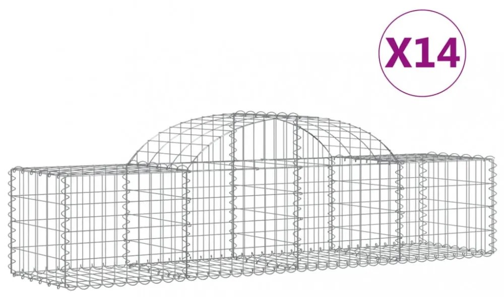 14 db íves horganyzott vas gabion kosár 200x50x40/60 cm