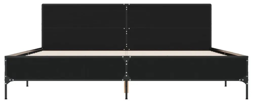 fekete szerelt fa és fém ágykeret 180 x 200 cm