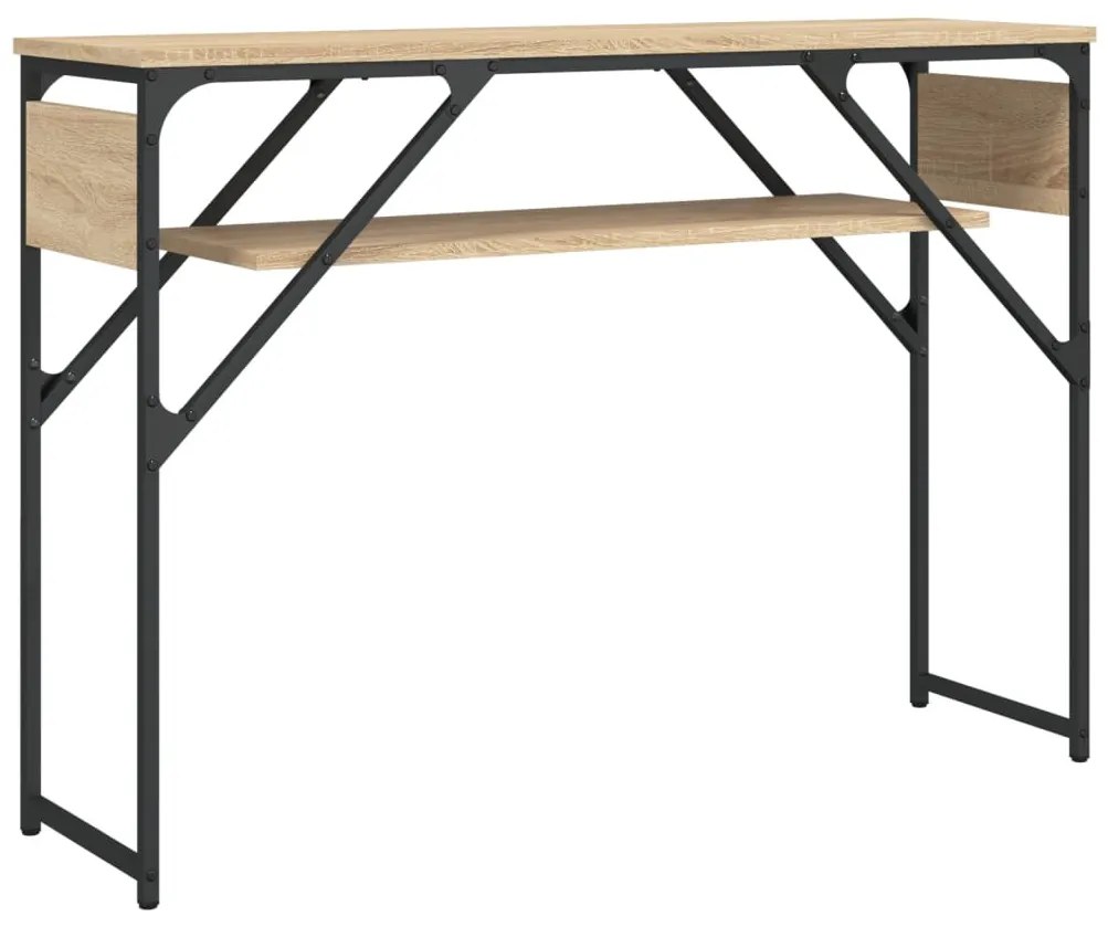 sonoma tölgy színű szerelt fa tálalóasztal polccal 105x30x75 cm