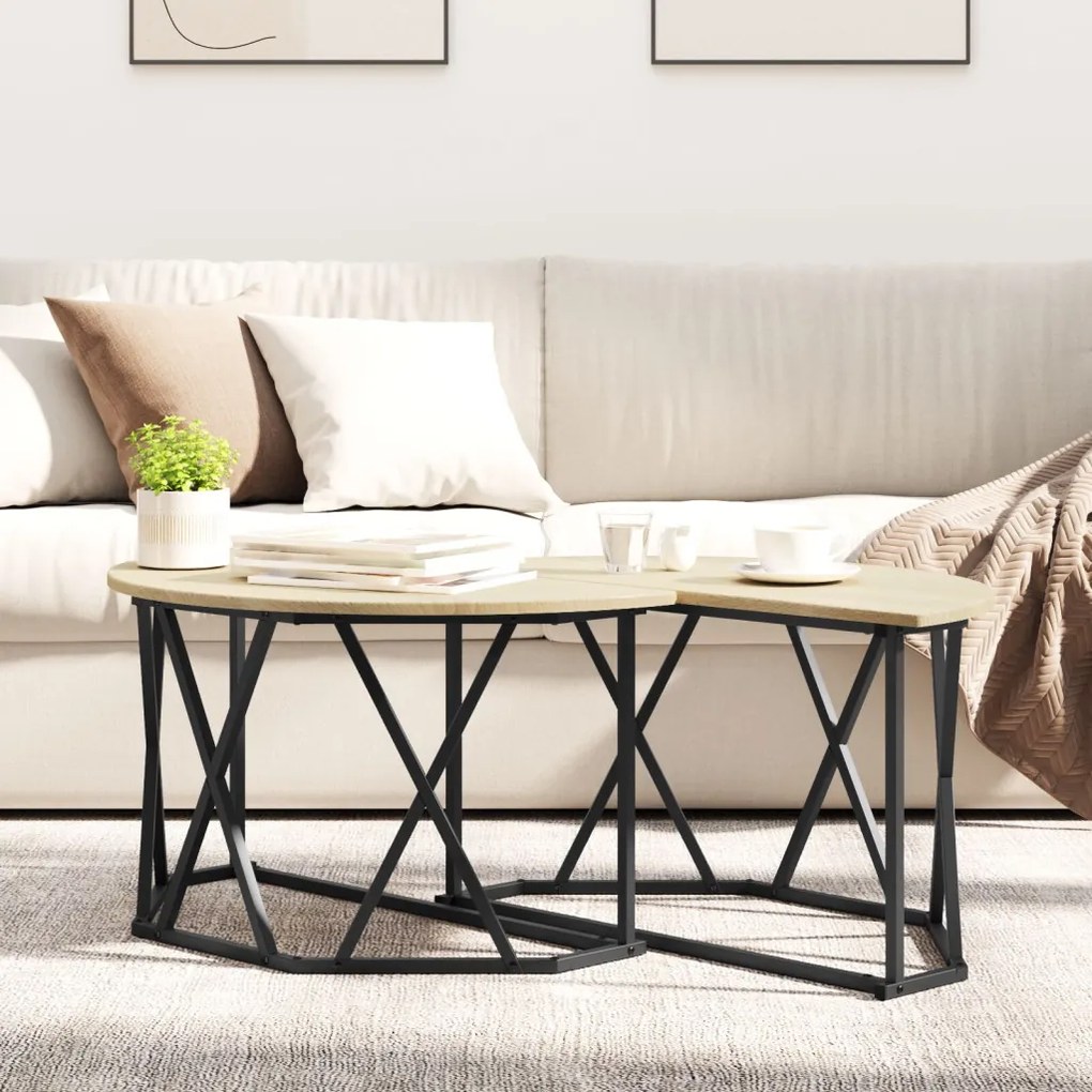 Kávézóasztal Sonoma tölgy 80x80x42 cm Műanyag