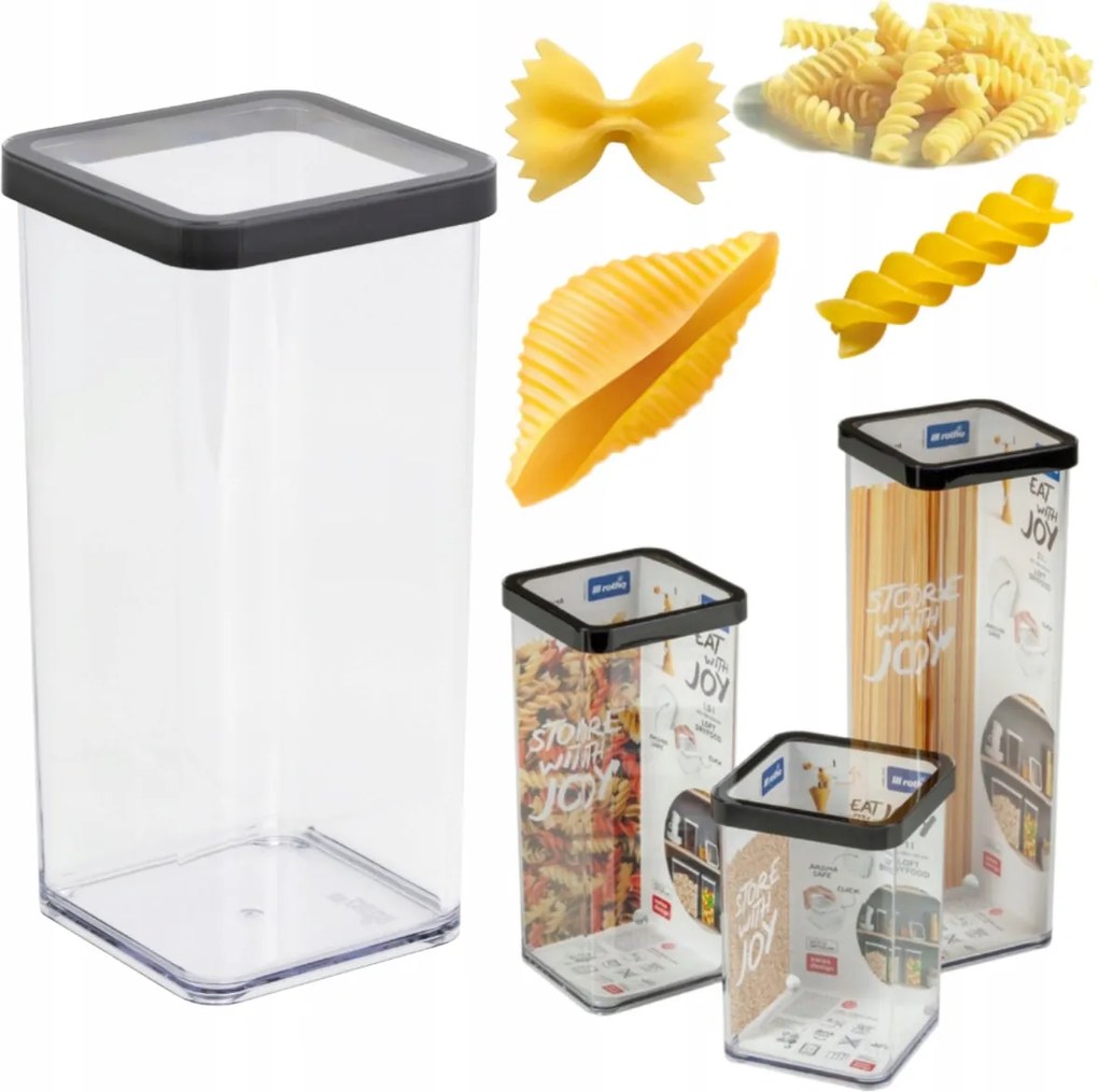 Rotho Élelmiszer Tároló Doboz Tésztához Liszthez 1,5L Grafit Loft