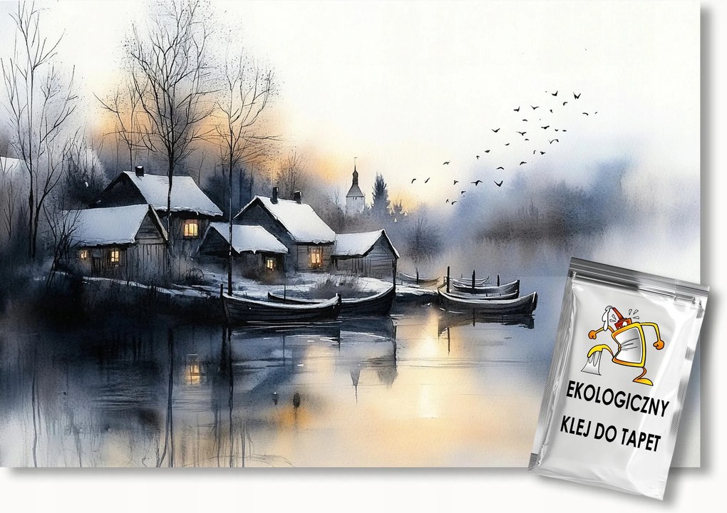 Fotótapéta Flizelina Tájkép Tó Csónakok Alföld Este 312x219 ragasztó