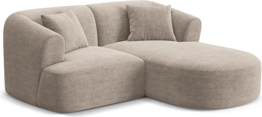 Világosbarna kordbársony sarokkanapé (jobb oldali-heverő résszel) Campi – Cosmopolitan Design