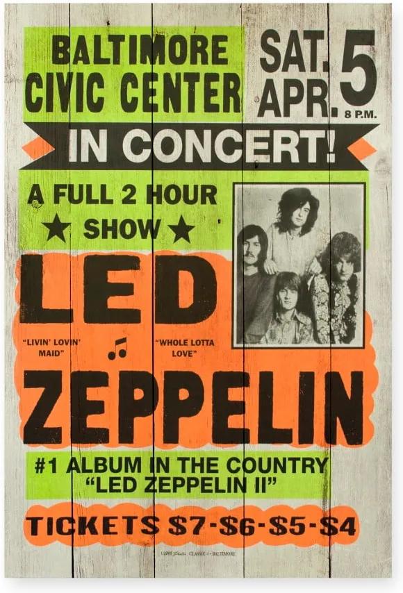 Led Zeppeling borovi fenyő falitábla, 60 x 40 cm - Really Nice Things