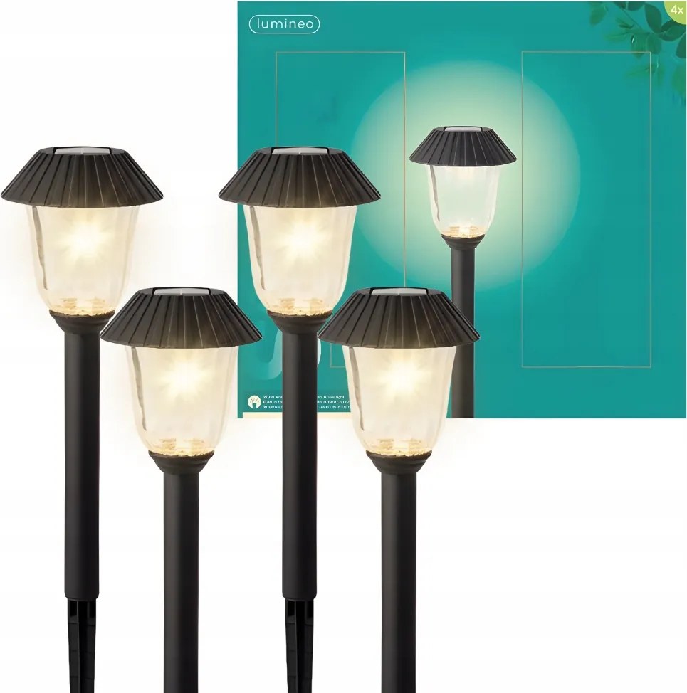 Lámpák Napelemes kerti lámpa fekete beszúrós Led meleg fehér 4db