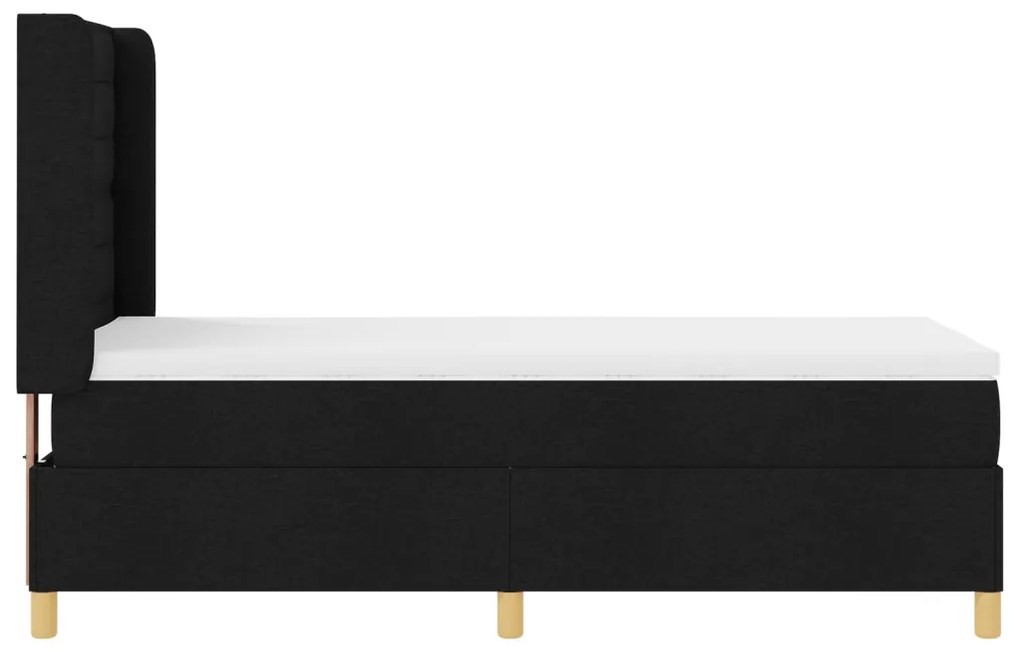Box Spring ágy matraccal - Fekete, 80x200 cm, Szövet