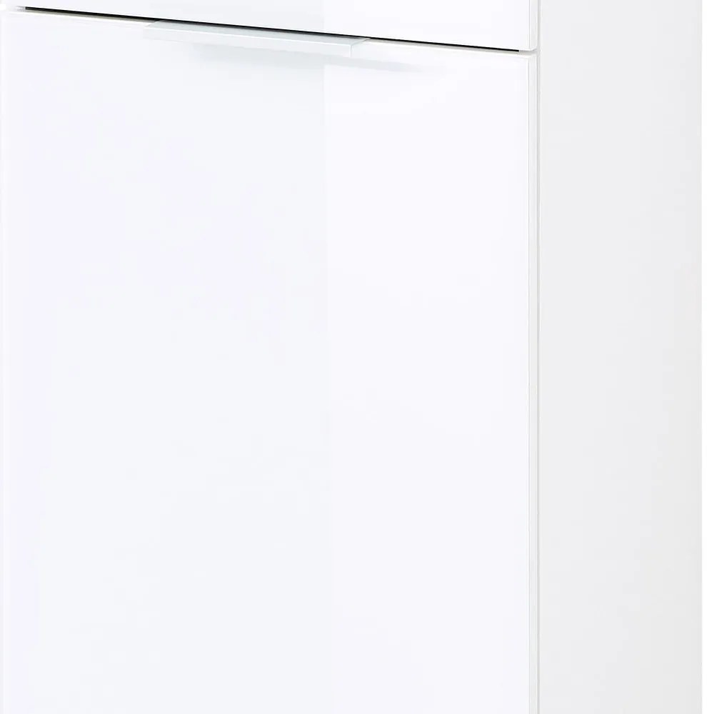 Fehér-natúr színű magas fürdőszoba szekrény tölgyfa dekorral 39x112 cm Pescara – Germania