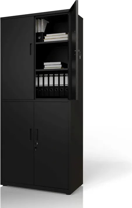 Juskys Fém irodai szekrény - fekete