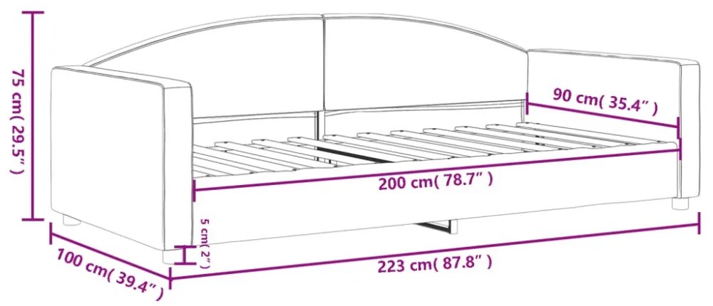 világosszürke szövet kanapéágy keret 90 x 200 cm