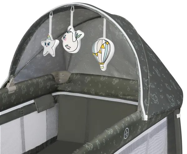 Lionelo - SVEN PLUS utazóágy, bézs/olíva