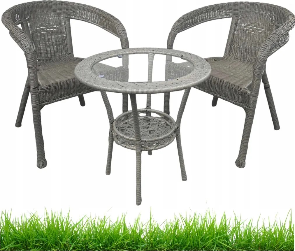 Kerti bútor szett technorattan Classic Mini Szürke 3 részes Erkély