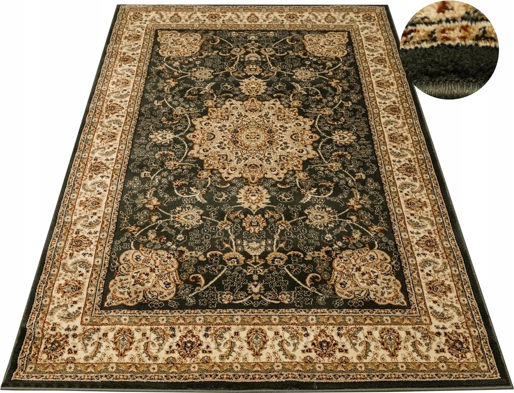 Díszszszőnyeg Zöld Bézs Klasszikus Rozetta Virágok Rose 140x190 cm