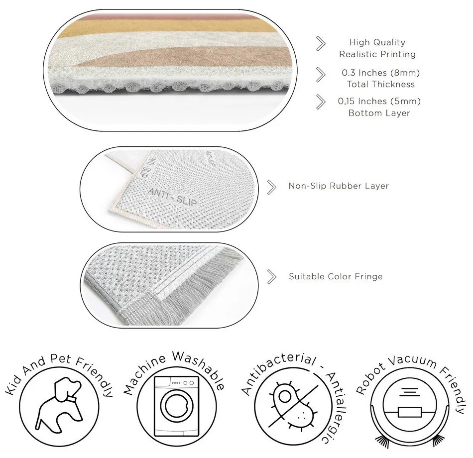 Okkersárga-törtrózsaszín mosható futószőnyeg 80x200 cm Creamy Strawberry Swirl – Mila Home