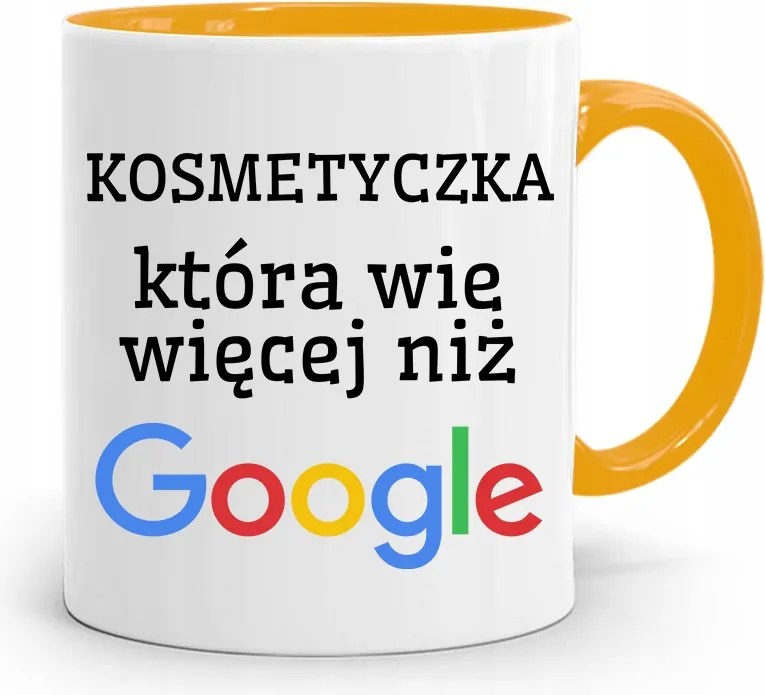 Sárga Kozmetikai Táska Bögre Többet Tud, Mint A Google fényképes nyomattal