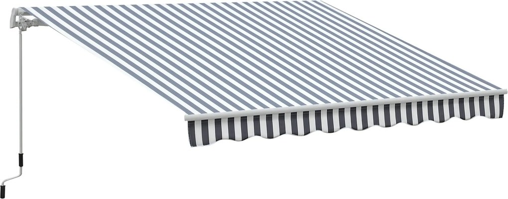 Outsunny Kihúzható Napernyő Kézi Kurblis Erkély Aluminium Szürke Fehér 2.95 x 2.45 m | Aosom