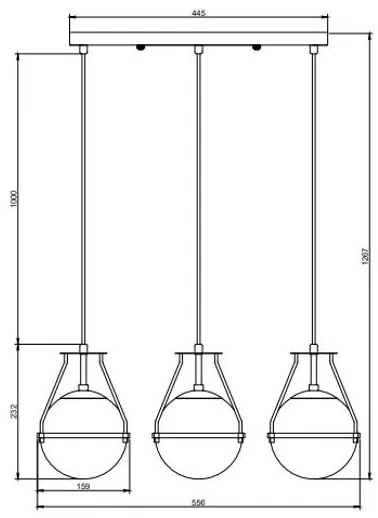 Lámpa Mennyezeti lámpatest DROP 3 , 6335, AC220-240V, 50/60Hz, 3*E14, max.25W, átmérő 68 cm, arany