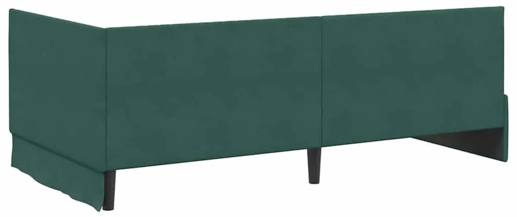 Sarokágy keret fejtámlával Sötétzöld 100 x 200 cm Bársony