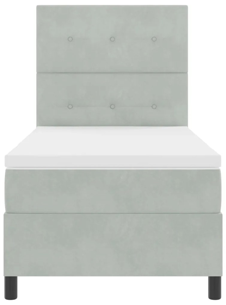 Boxspring Ágy Matrac Különböző Szürke Egyágyas Bársonyos
