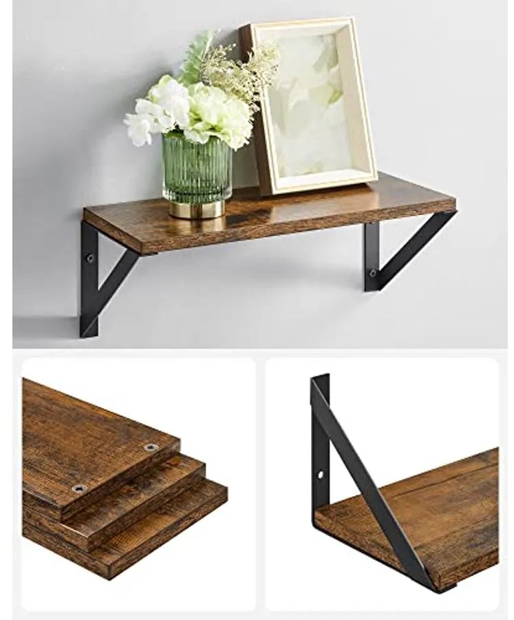 3 fali polc készlet, lebegő polcok,rusztikus barna és fekete