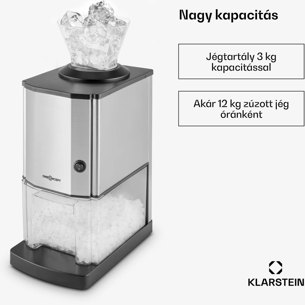 OneConcept Icebreaker, jégkása készítő gép, 15 kg/h, 3,5 L térfogat, jégtartó, rozsdamentes acél