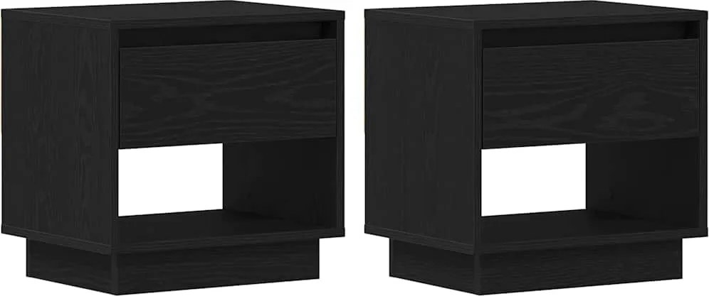 vidaXL Éjjeliszekrény 2 pcs Fekete tölgy 45 x 34 x 44 cm Faanyag