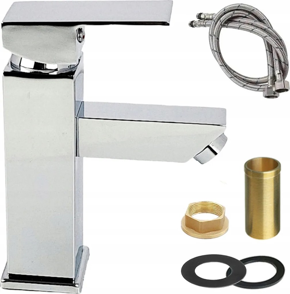 Mosdó Csaptelep Négyszögletes Króm Modern Fürdőszoba