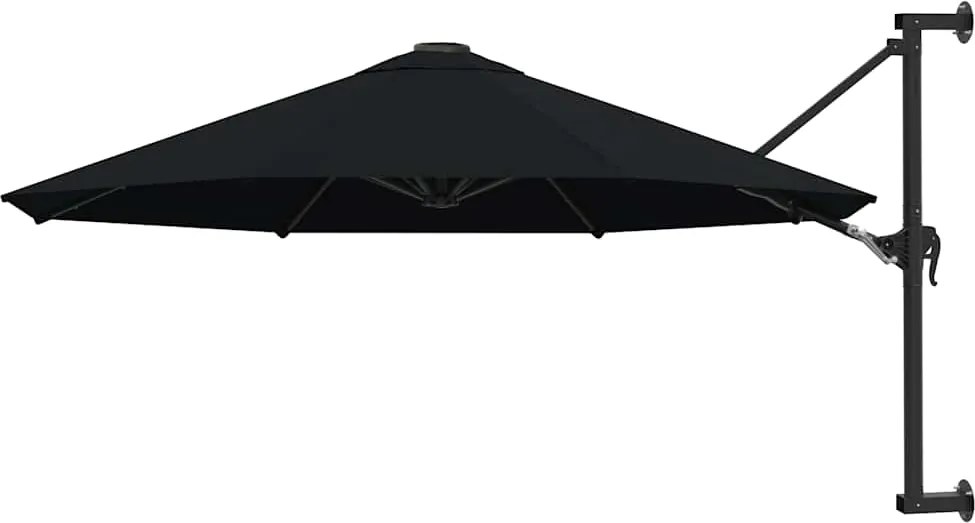 vidaXL fekete falra szerelhető napernyő fémrúddal 300 cm