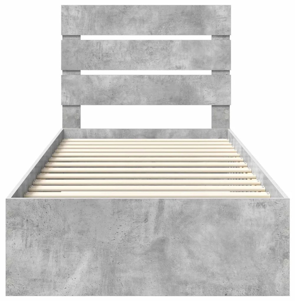 vidaXL Ágykeret fiókkal fejtámlával Beton Szürke 90 x 200 cm Faanyag