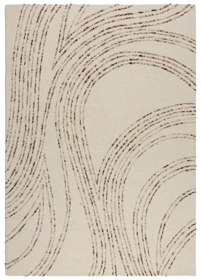 Barna-krémszínű gyapjú szőnyeg 120x170 cm Abstract Swirl – Flair Rugs