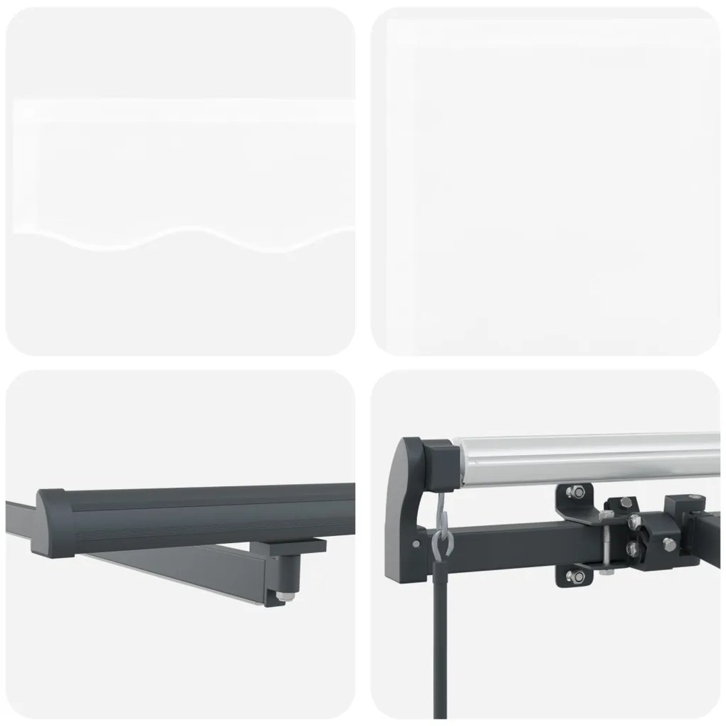 Kézi Behúzható Napellenző LED Fehér 600x300 cm