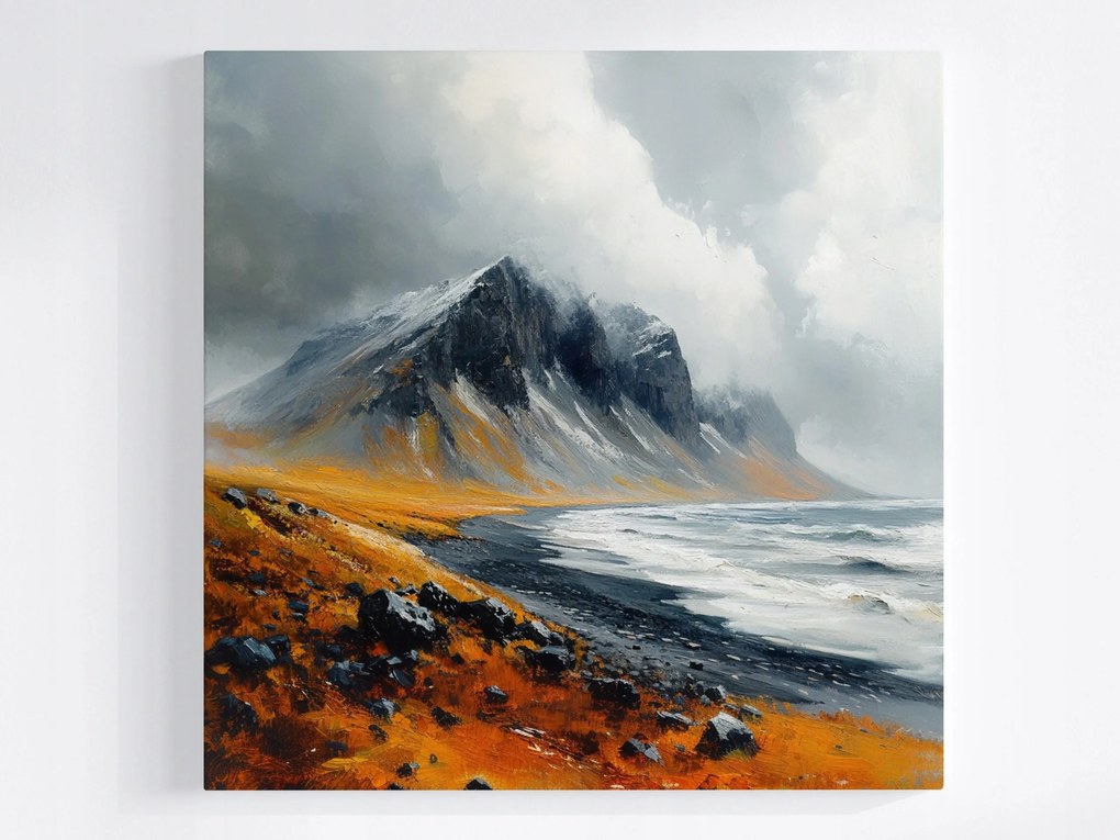 Vászonkép Canvas Hegyek Tenger Tájkép Természet Táj Izland 80x80