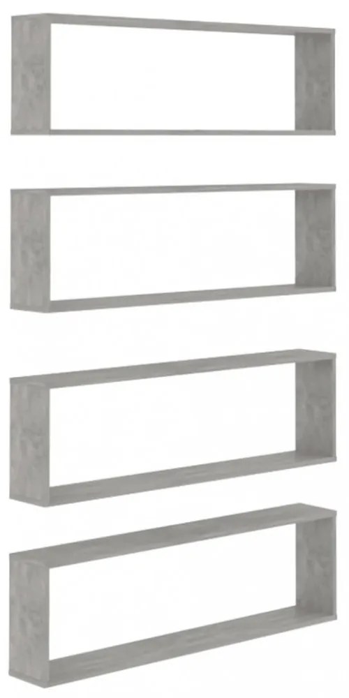 4 db betonszürke szerelt fa fali polc 100 x 15 x 30 cm