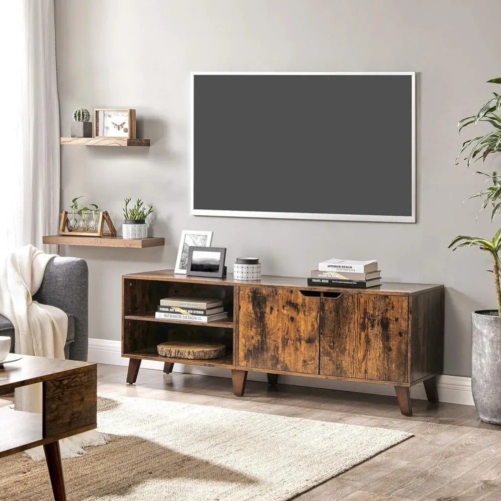 TV szekrény két ajtós, polcokkal, rusztikus barna 140x40x50cm