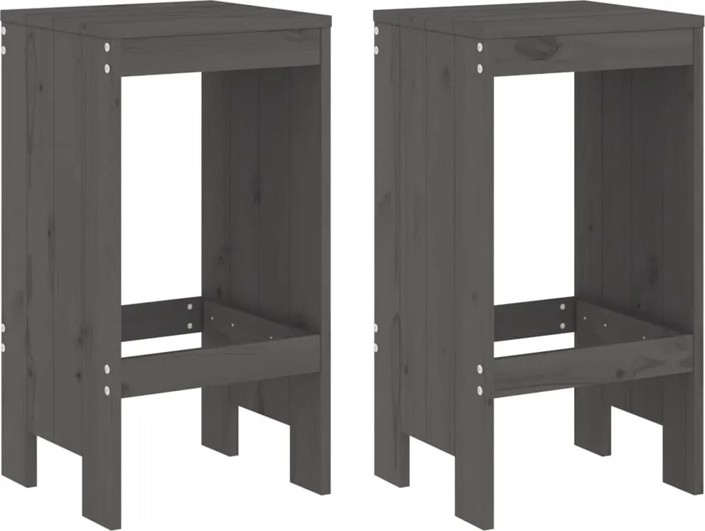 vidaXL 2 db szürke tömör fenyőfa bárszék 40x36x75 cm