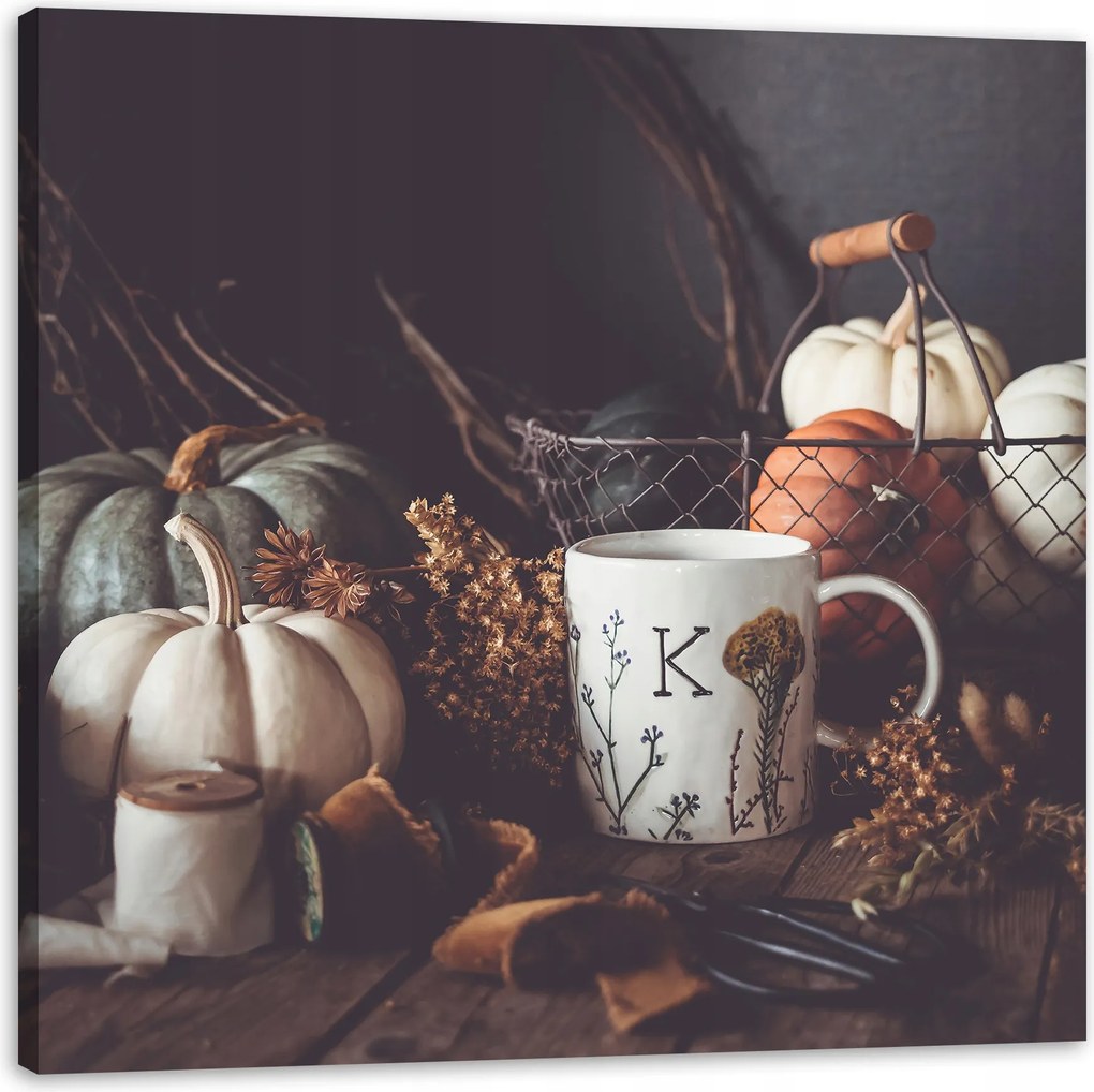 Vászonkép Tökök Retro Vintage Ősz Évszakok 50x50